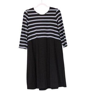 J Jill Wearever Collection Dress Medium Shift Striped Knit 3/4 Sleeve Stretch